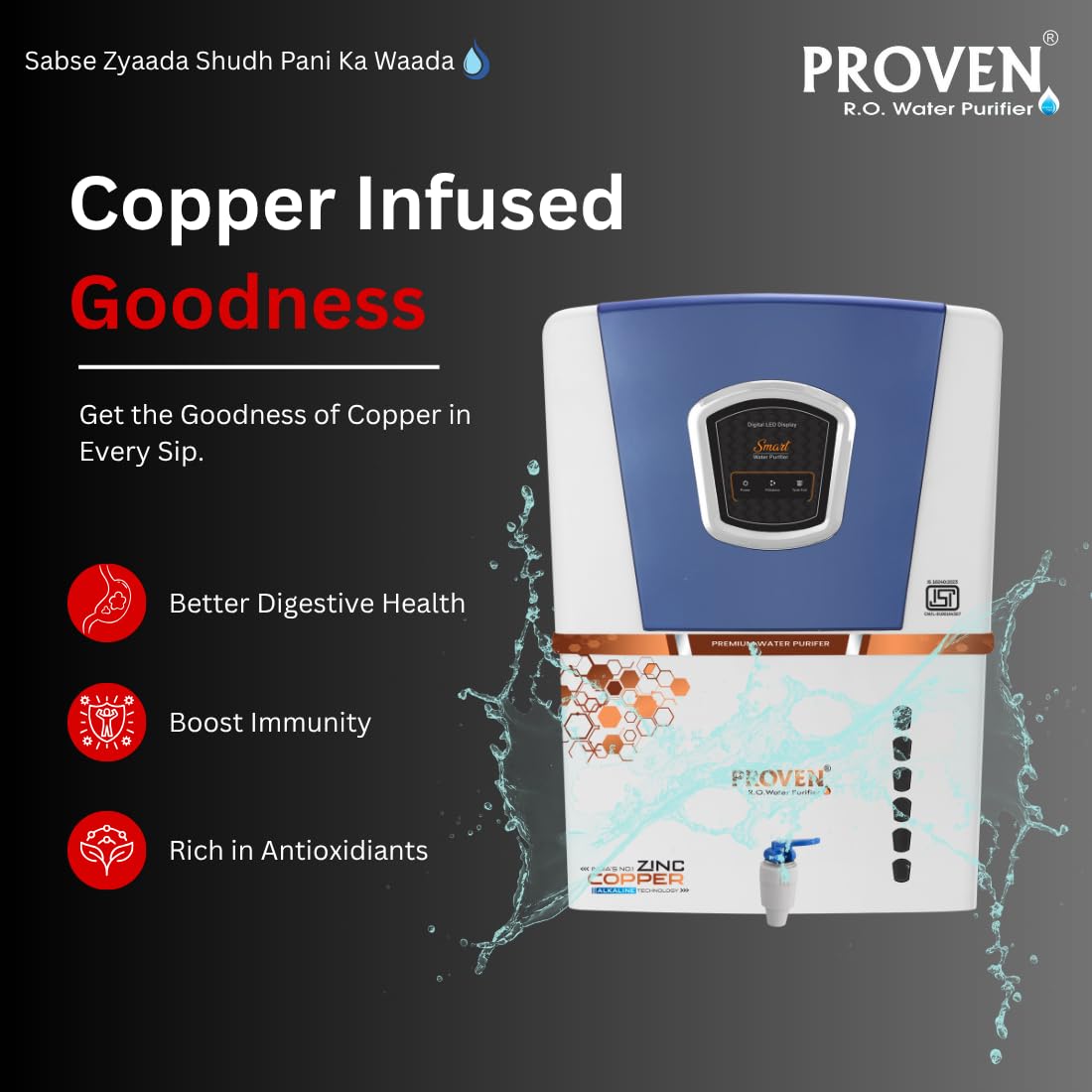 Proven Jupiter RO Water Purifier | No Service Needed for 2 Years | RO+UV+UF+TDS | Zinc, Copper, Alkaline | 12L Storage | For Borewell & Hard Water | ISI Certified | Free Pre-Filter