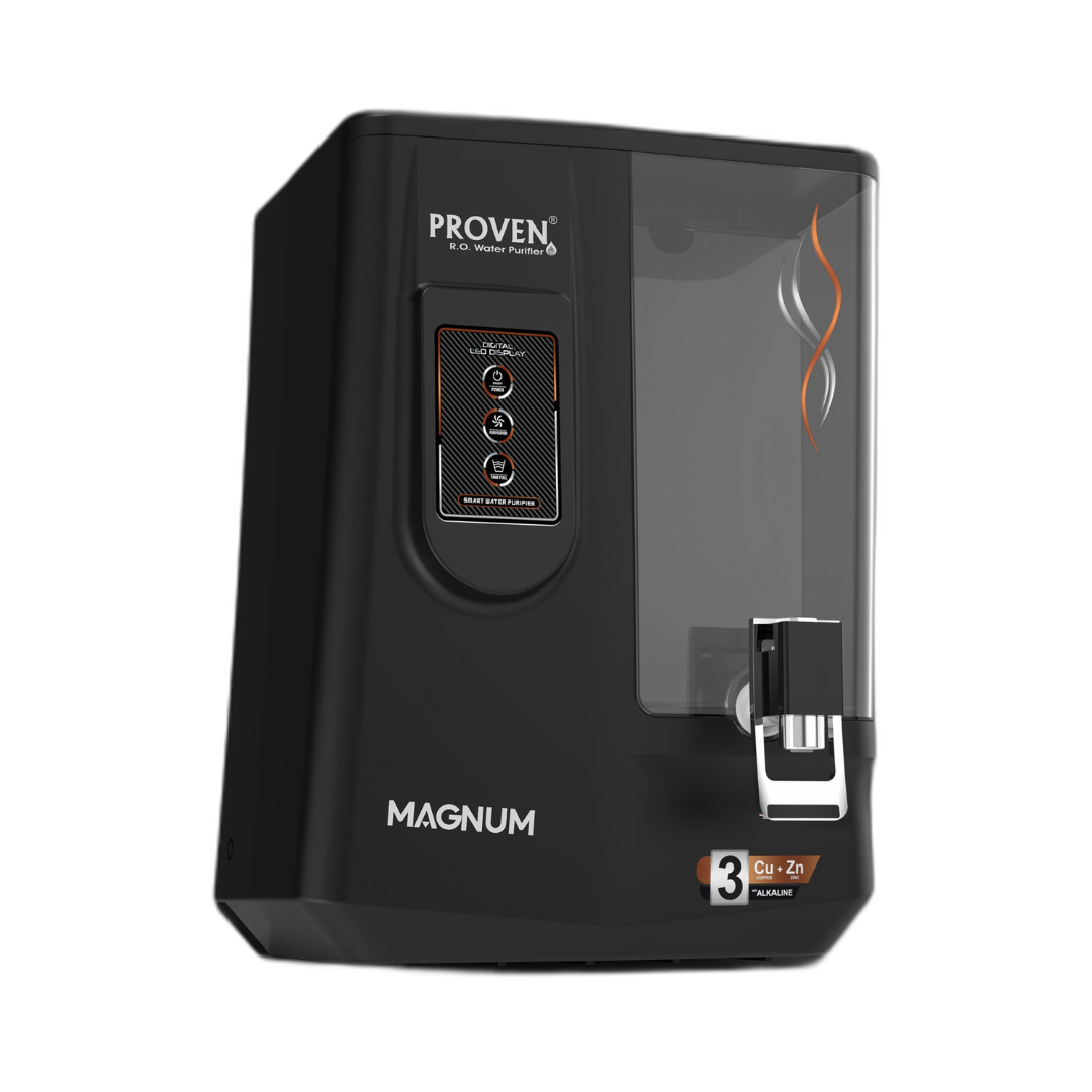Proven Magnum RO Water Purifier for Home | RO+UV+UF+Copper+Zinc+Alkaline | TDS Adjuster | Borewell Water | LED Indicator | 8L Tank | ISI Certified | 1-Year Warranty | Wall Mount | Made in India