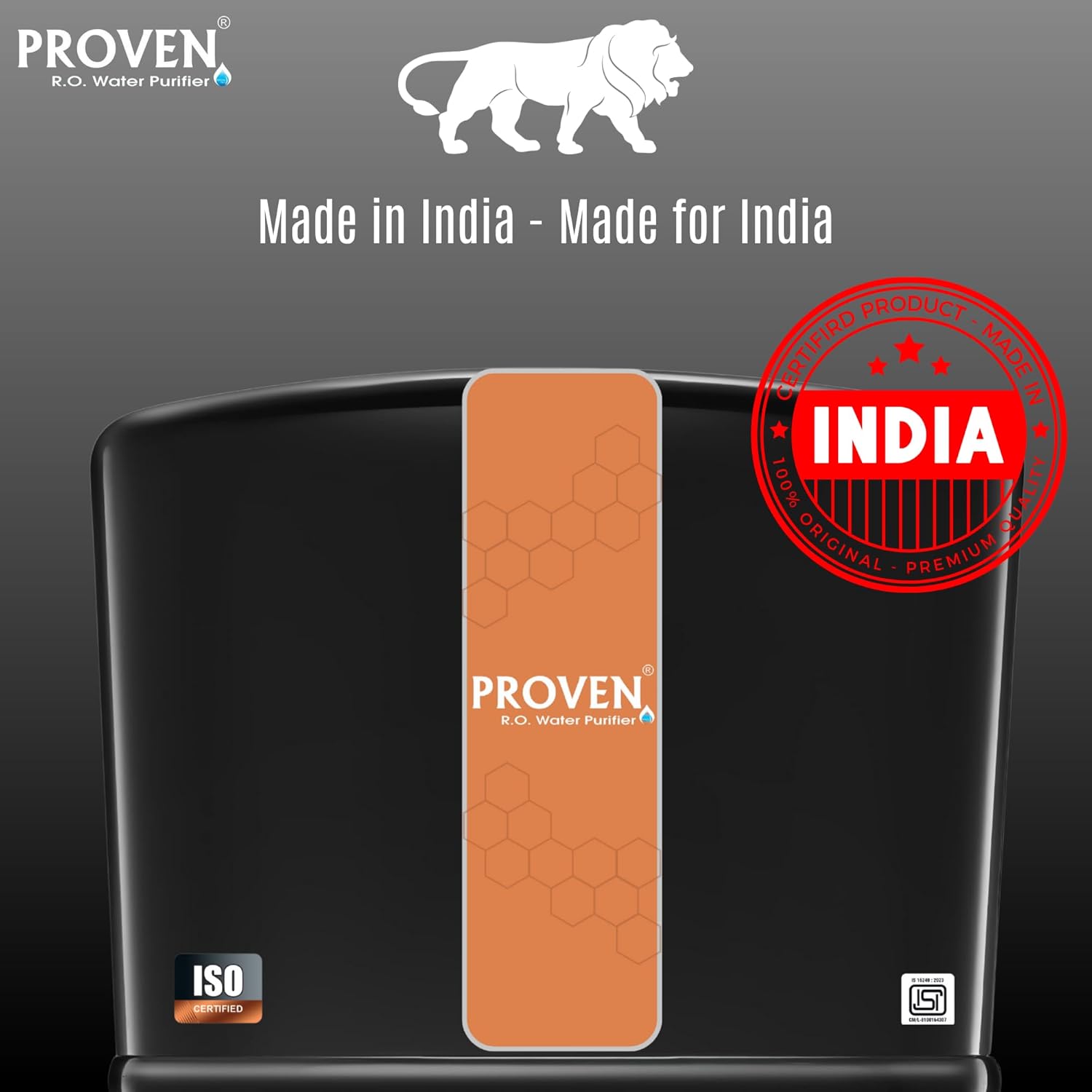 Proven Curvv RO+UV+UF Water Purifier for Home – 12L Storage | Copper Technology | TDS Adjuster | Ideal for Borewell & Hard water | ISI Certified | 1-Year Warranty | Free Prefilter (Black Copper)