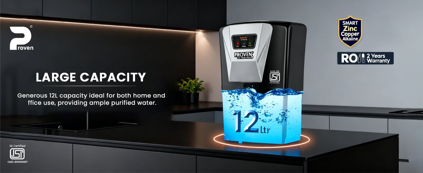 Proven Jupiter RO Water Purifier For Home | No Service for 2 Years | RO+UV+UF+TDS Adjuster | Zinc, Copper, Alkaline | 12L Storage | Ideal for Borewell & Hard Water | ISI Certified | Free Prefilter - Black Grey — detail 10