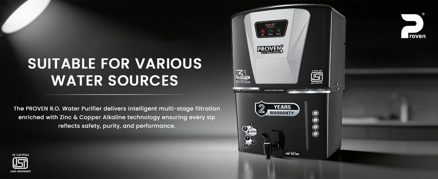 Proven Jupiter RO Water Purifier For Home | No Service for 2 Years | RO+UV+UF+TDS Adjuster | Zinc, Copper, Alkaline | 12L Storage | Ideal for Borewell & Hard Water | ISI Certified | Free Prefilter - Black Grey — detail 4